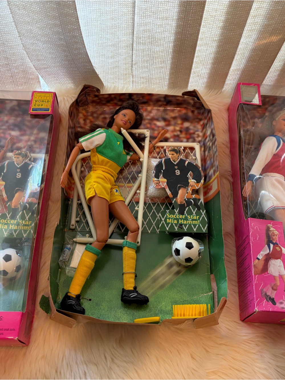Mia Hamm Soccer Star Doll in Yellow & Green Kit